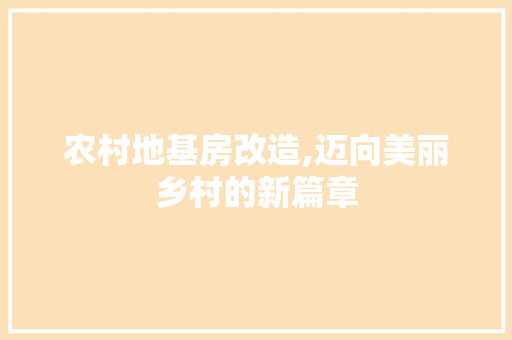 农村地基房改造,迈向美丽乡村的新篇章