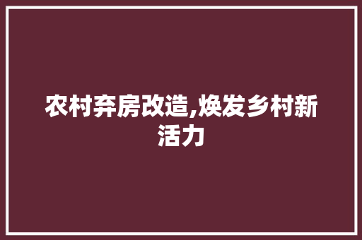 农村弃房改造,焕发乡村新活力