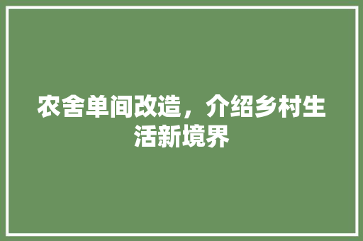 农舍单间改造，介绍乡村生活新境界