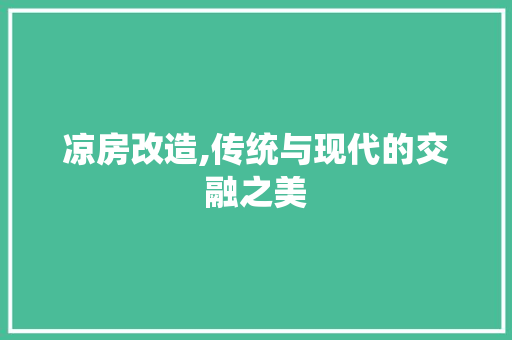 凉房改造,传统与现代的交融之美