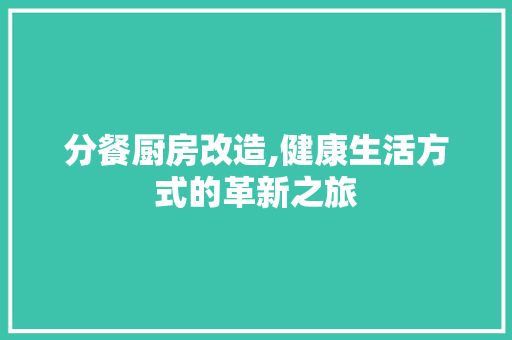 分餐厨房改造,健康生活方式的革新之旅 住宅建筑设计