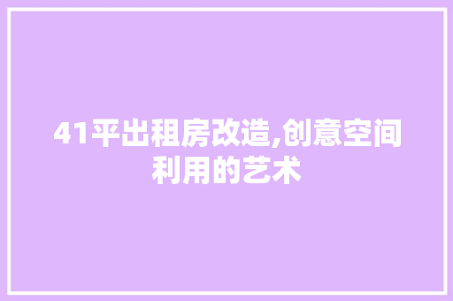 41平出租房改造,创意空间利用的艺术