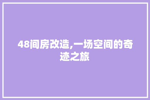 48间房改造,一场空间的奇迹之旅 建筑法规