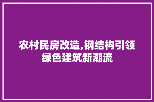 农村民房改造,钢结构引领绿色建筑新潮流
