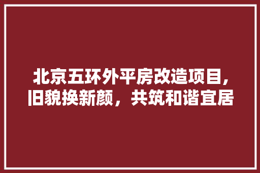 北京五环外平房改造项目,旧貌换新颜，共筑和谐宜居社区