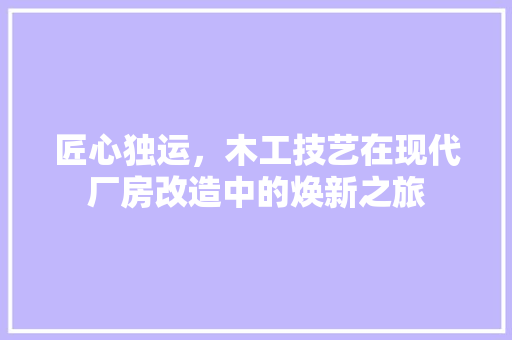 匠心独运，木工技艺在现代厂房改造中的焕新之旅