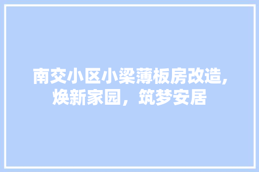 南交小区小梁薄板房改造,焕新家园，筑梦安居 工艺流程