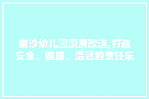 南沙幼儿园厨房改造,打造安全、健康、温馨的烹饪乐园