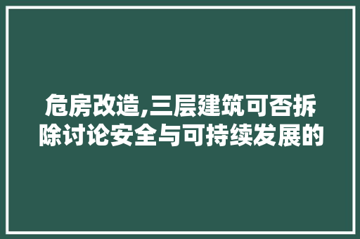 危房改造,三层建筑可否拆除讨论安全与可持续发展的平衡之路