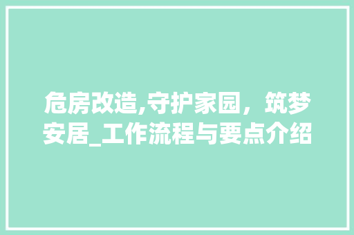 危房改造,守护家园，筑梦安居_工作流程与要点介绍