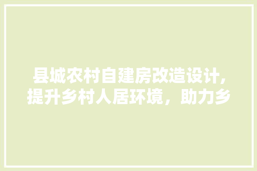 县城农村自建房改造设计,提升乡村人居环境，助力乡村振兴