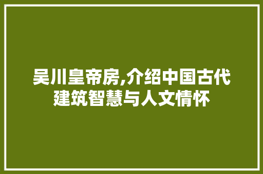 吴川皇帝房,介绍中国古代建筑智慧与人文情怀 建筑法规