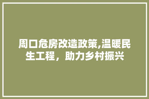 周口危房改造政策,温暖民生工程，助力乡村振兴 住宅建筑设计