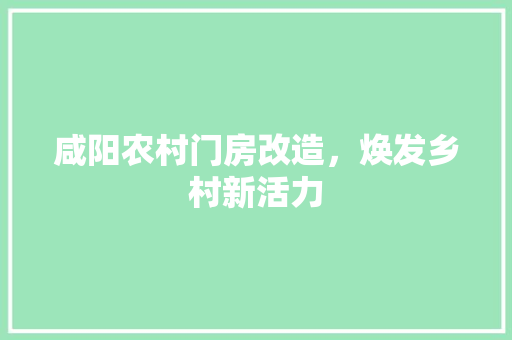 咸阳农村门房改造，焕发乡村新活力 施工工艺