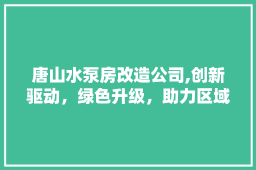 唐山水泵房改造公司,创新驱动，绿色升级，助力区域水利发展