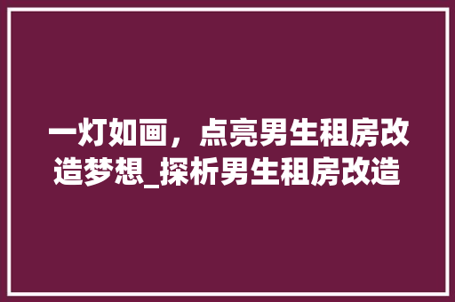 一灯如画，点亮男生租房改造梦想_探析男生租房改造灯的魅力与方法