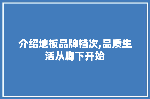 介绍地板品牌档次,品质生活从脚下开始