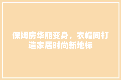 保姆房华丽变身，衣帽间打造家居时尚新地标 建筑设计