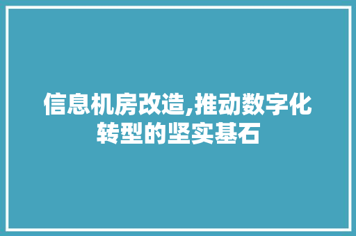信息机房改造,推动数字化转型的坚实基石 设计原则