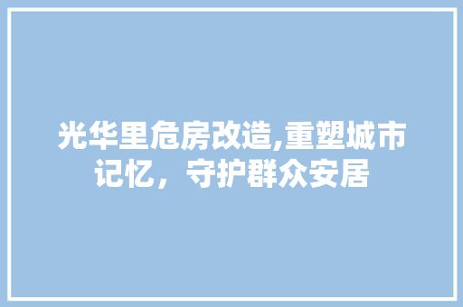 光华里危房改造,重塑城市记忆，守护群众安居 施工管理