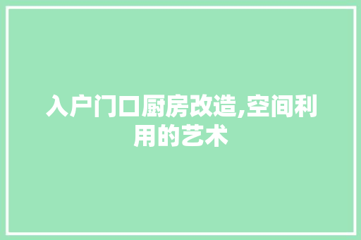 入户门口厨房改造,空间利用的艺术 常用设备