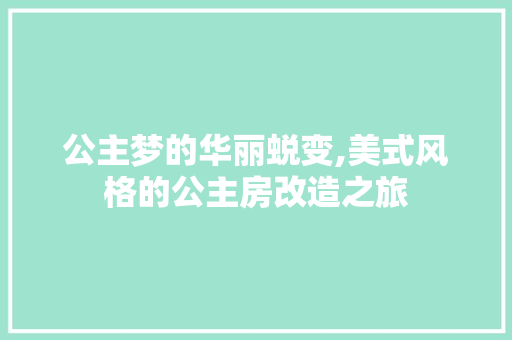 公主梦的华丽蜕变,美式风格的公主房改造之旅