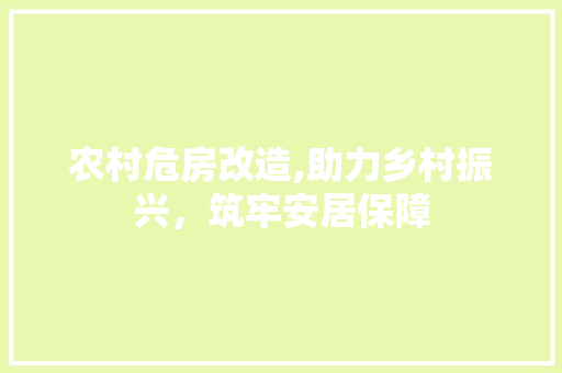 农村危房改造,助力乡村振兴，筑牢安居保障 施工技术