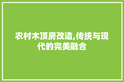农村木顶房改造,传统与现代的完美融合 公共建筑设计