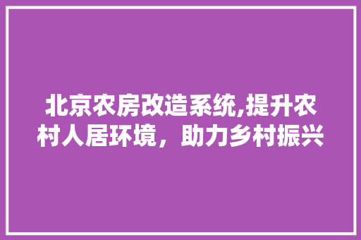 北京农房改造系统,提升农村人居环境，助力乡村振兴 材料设备