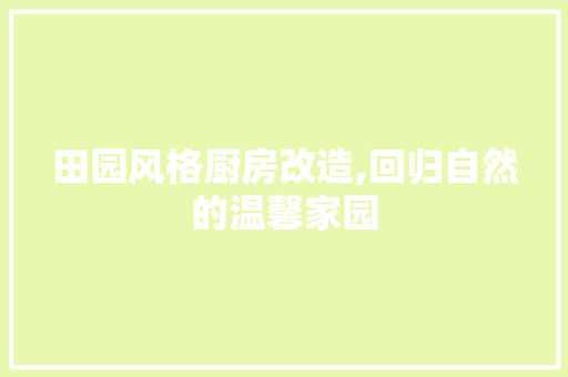 田园风格厨房改造,回归自然的温馨家园 住宅建筑设计