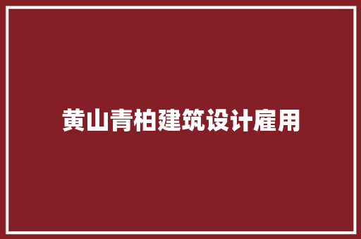 黄山青柏建筑设计雇用 常用设备