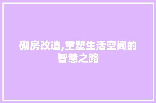 砌房改造,重塑生活空间的智慧之路