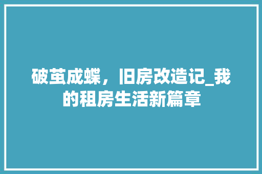 破茧成蝶，旧房改造记_我的租房生活新篇章 工艺流程
