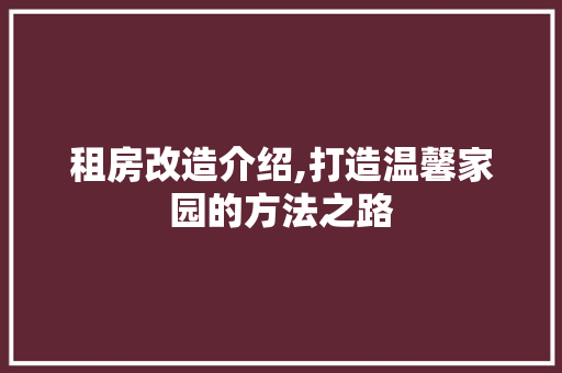 租房改造介绍,打造温馨家园的方法之路