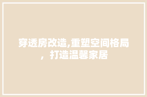 穿透房改造,重塑空间格局，打造温馨家居