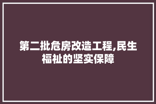 第二批危房改造工程,民生福祉的坚实保障 建筑法规