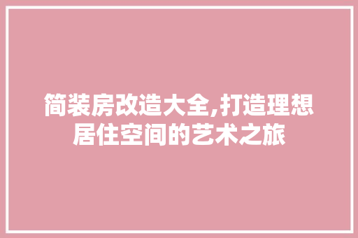 简装房改造大全,打造理想居住空间的艺术之旅