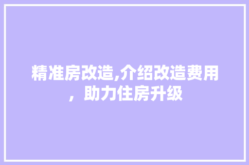 精准房改造,介绍改造费用，助力住房升级