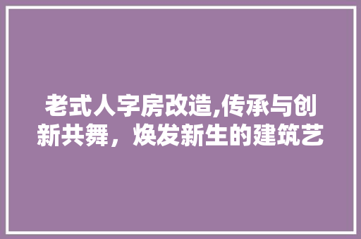 老式人字房改造,传承与创新共舞，焕发新生的建筑艺术