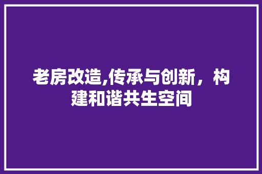 老房改造,传承与创新，构建和谐共生空间