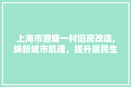 上海市泗塘一村旧房改造,焕新城市肌理，提升居民生活品质 常用建材