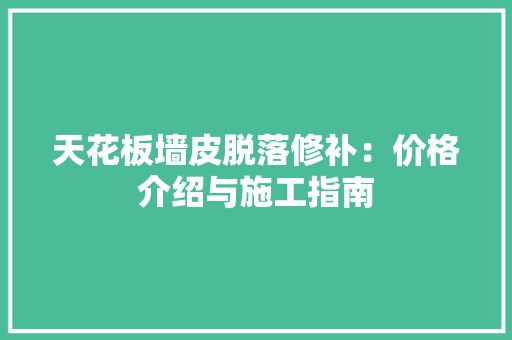 天花板墙皮脱落修补：价格介绍与施工指南