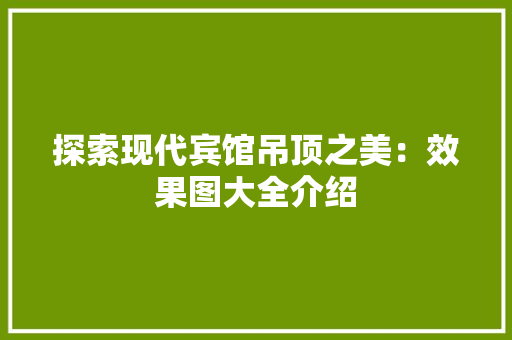 探索现代宾馆吊顶之美：效果图大全介绍