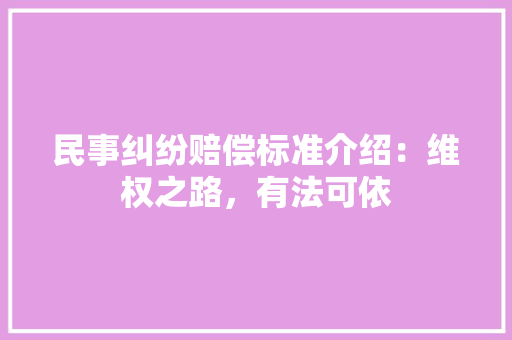 民事纠纷赔偿标准介绍：维权之路，有法可依
