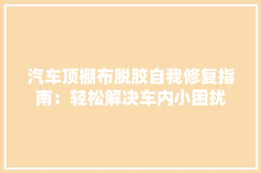 汽车顶棚布脱胶自我修复指南：轻松解决车内小困扰