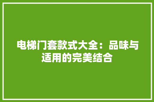 电梯门套款式大全：品味与适用的完美结合