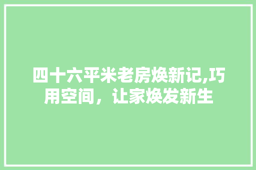 四十六平米老房焕新记,巧用空间，让家焕发新生 建筑法规