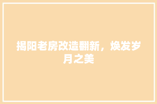 揭阳老房改造翻新，焕发岁月之美