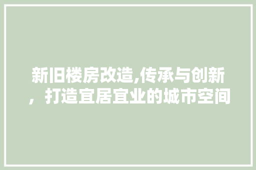 新旧楼房改造,传承与创新，打造宜居宜业的城市空间
