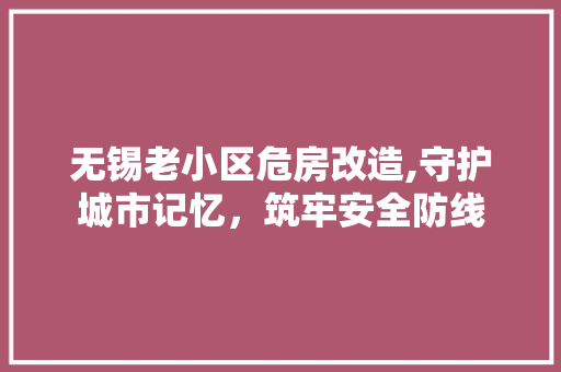 无锡老小区危房改造,守护城市记忆，筑牢安全防线